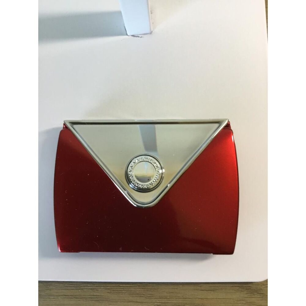 Compact Double Mirror Silver Tone and Red NWOT